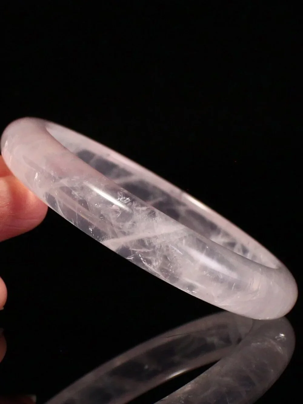 Natural Rose Quartz Bangle 44.96g 60mm ID Mozambique Pink Gemstone Crystal Cert